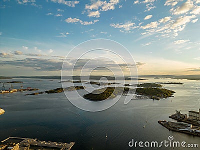 Aerial fjord landscape Oslo Norway Stock Photo