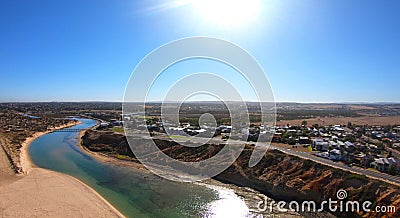 Aerial footage of the South Australian Southport Onkaparinga River estuary. Stock Photo