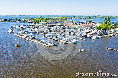 Aerial from the harbor at the Loosdrechtse Plassen in the Netherlands Stock Photo