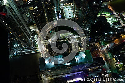 Aerial high photo city at night with building lights Editorial Stock Photo