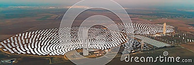 Aerial horizontal image Gemasolar Concentrated solar power plant in Sevilla Stock Photo