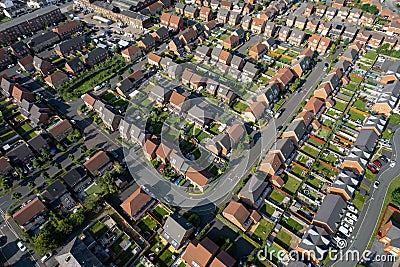 Aerial Houses Residential British England Drone Above View Summer Blue Sky Estate Agent 2022 Editorial Stock Photo