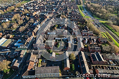 Aerial Houses Residential British England Drone Above View Summer Blue Sky Estate Agent Stock Photo