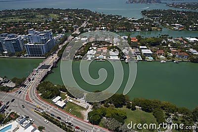 Aerial image of allison Island and the 63rd Street draw bridge Editorial Stock Photo