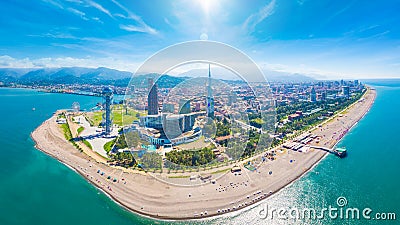 Aerial image of beautiful Batumi made with drone in sunny summer weather Editorial Stock Photo