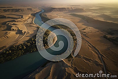 Aerial image of the Euphrates River Stock Photo