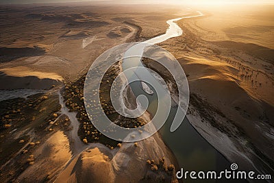 Aerial image of the Euphrates River Stock Photo