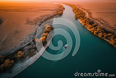 Aerial image of the Euphrates River Stock Photo