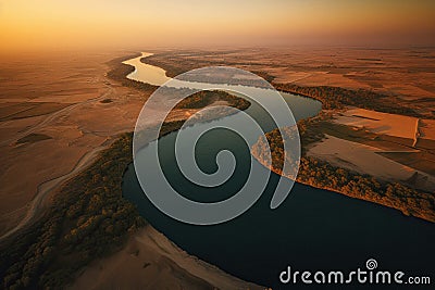 Aerial image of the Euphrates River Stock Photo