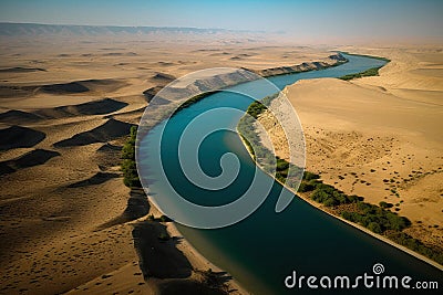 Aerial image of the Euphrates River Stock Photo