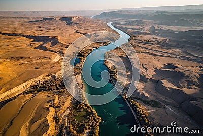 Aerial image of the Euphrates River Stock Photo