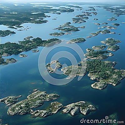 Aerial image of a genuine archipelago. Summer Vacation. Stock Photo