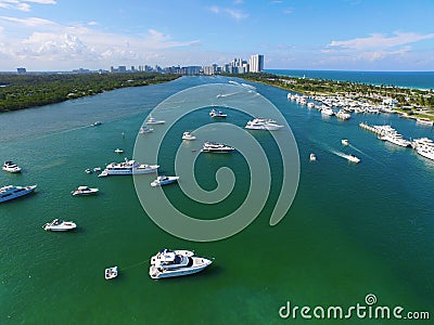 Aerial image Haulover Park Miami Beach Stock Photo