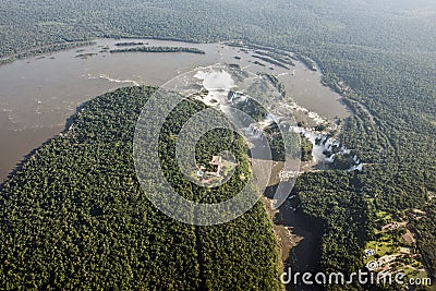 Aerial image of Iguazu Falls, Argentina, Brazil Stock Photo