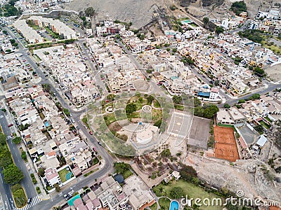 Aerial image made with drone over La Molina district. Stock Photo