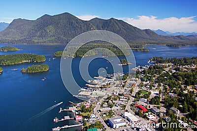 Aerial image of Tofino, BC, Canada Stock Photo