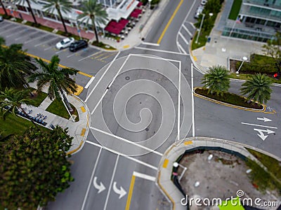 Aerial intersection tilt shift blur perspective Editorial Stock Photo