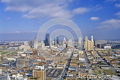 Aerial of Kansas City skyline, MO Editorial Stock Photo