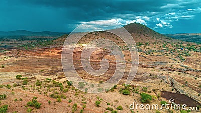 Aerial landscape of the masaai land in Tanzania Stock Photo