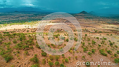 Aerial landscape of the masaai land in Tanzania Stock Photo