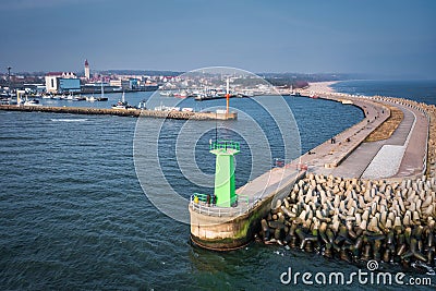 Aerial landscape of the harbor in Wladyslawowo at Baltic Sea. Poland Stock Photo