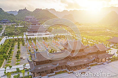 Aerial landscape of Tam Chuc pagoda: The world largest pagoda located in Ha Nam province of Vietnam Stock Photo