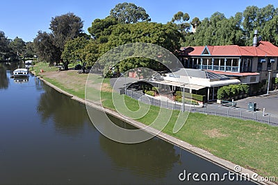 Aerial landscape view of river torrens in Adelaide South Australia Editorial Stock Photo