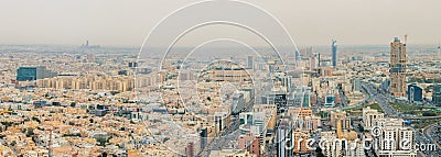 Aerial large panorama of downtown and outskirts of Riyadh city, Al Riyadh, Saudi Arabia Stock Photo