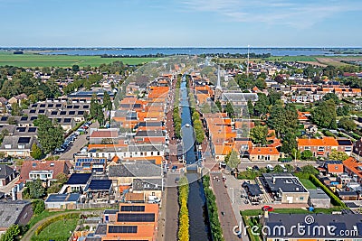 Aerial from the little village Balk in Friesland the Netherlands Stock Photo