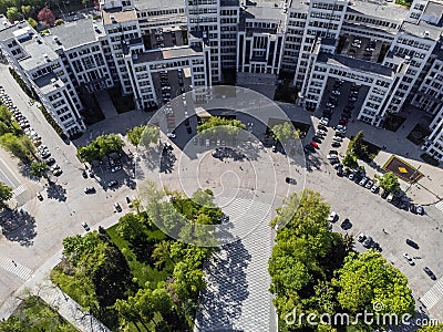 Aerial look down view on street near Derzhprom Stock Photo