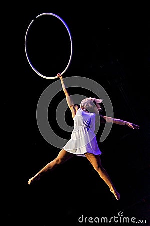 Aerial lyra act in circus Editorial Stock Photo