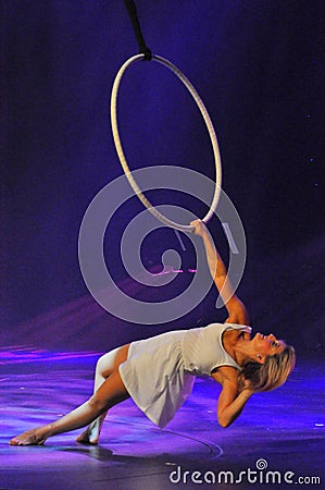 Aerial lyra act in circus Editorial Stock Photo