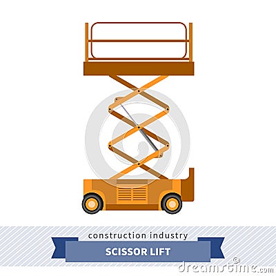 Aerial man scissor lift crane Vector Illustration