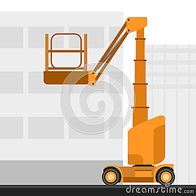 Aerial man vertical mast lift crane Vector Illustration