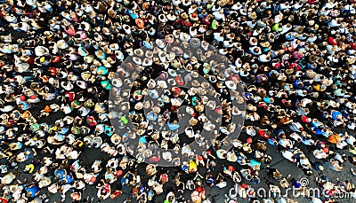 Aerial. Many people background. Top view Editorial Stock Photo