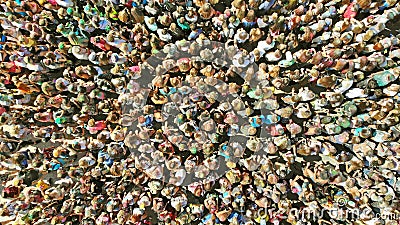 Aerial. Crowd of people. Top view. Stock Photo