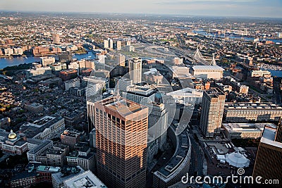 AERIAL morning view of downtown Boston Editorial Stock Photo