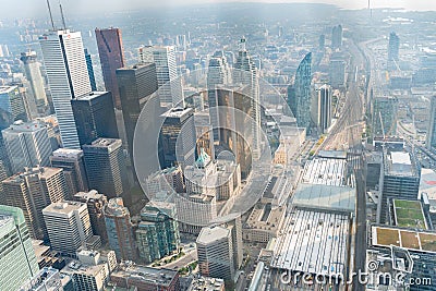 Aerial morning view of the Toronto downtown Editorial Stock Photo