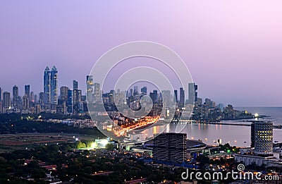 Aerial Mumbai by night Stock Photo