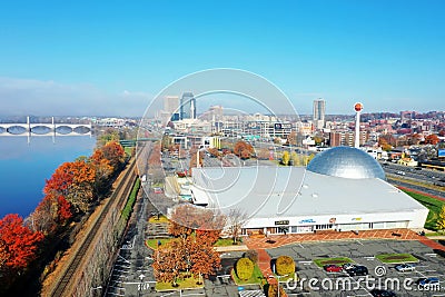 Aerial of the Naismith Memorial Basketball Hall of Fame, Springfield, Massachusetts Editorial Stock Photo