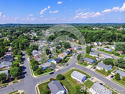 Aerial of a Neighborhood in Parkville in Baltimore County, Maryland Stock Photo