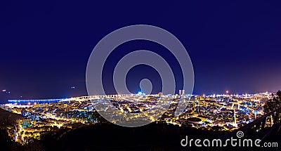 Aerial night Santa Cruz de Tenerife Canary Islands Stock Photo