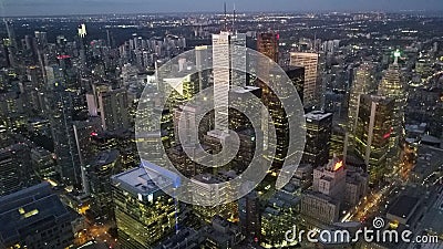 Night top view at downtown of Toronto Editorial Stock Photo
