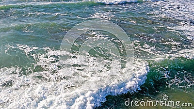 Aerial from ocean waves hitting the shore from the westcoast in Stock Photo