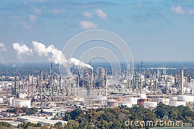 aerial of oil industry near Baton Rouge, Louisiana Stock Photo