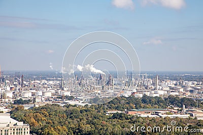 aerial of oil industry near Baton Rouge, Louisiana Stock Photo