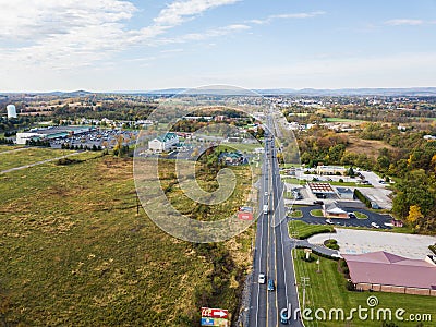 Aerial of Open Land off Route 30 in Gettysburg, Pennsylvnia in t Editorial Stock Photo