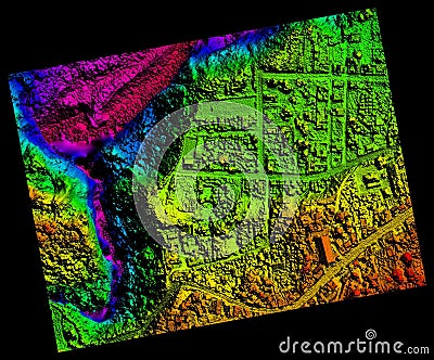 Aerial Orthorectified, Orthorectification Digital Elevation Model Stock Photo