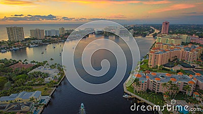 Aerial over Lake Boca in Boca Raton, Florida Stock Photo
