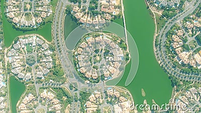 Aerial overhead view of luxury villas in Dubai, United Arab Emirates Stock Photo